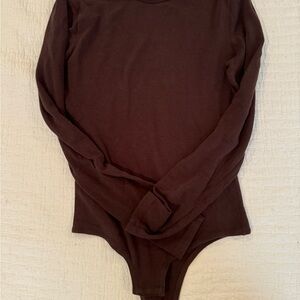 Madewell Brown Long Sleeve Bodysuit
